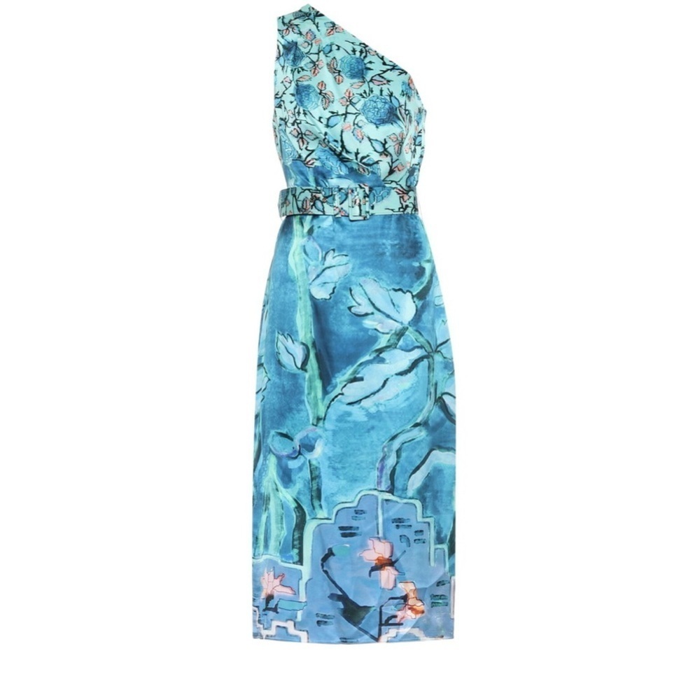 NWOT Peter Pilotto- Azure 100% Silk Midi Dress. Size US 4
